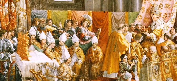 La Iglesia fiel a sí misma alumbró la mejor civilización de la Historia. 'Coronación de Carlomagno' en las Estancias de Rafael del Palacio Apotólico Vaticano.Wikipedia.